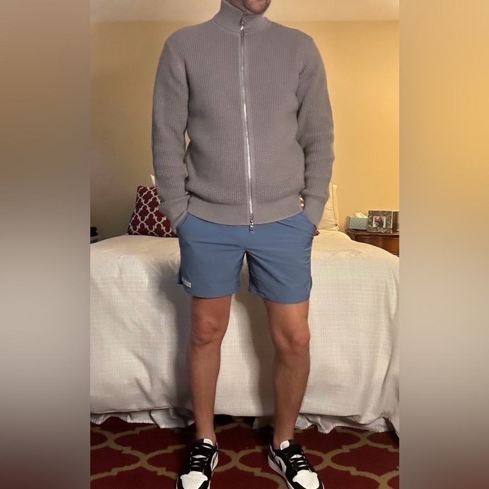 Theory | Gary Full Zip Jacket, Heavyweight Knit in Force Grey/Ivory (S) - Picture 14 of 16